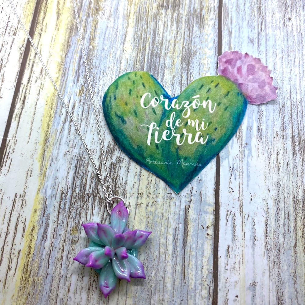 Succulent charm necklace